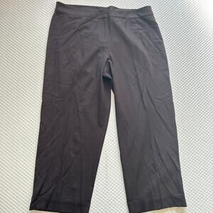 Eileen Fisher Cuff Crop Wool Pants L Brown Trousers Lagenlook Capsule Straight